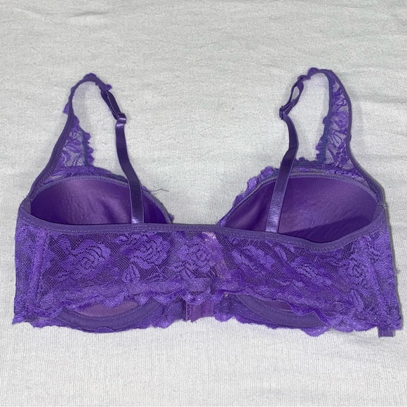 Purple Lace Front Closure Underwire Push-Up Bra - 34C - Picture 3 of 6